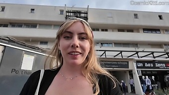 A Solo Female’s Natural Beauty Shines In A Public Setting Of A Nudist City.